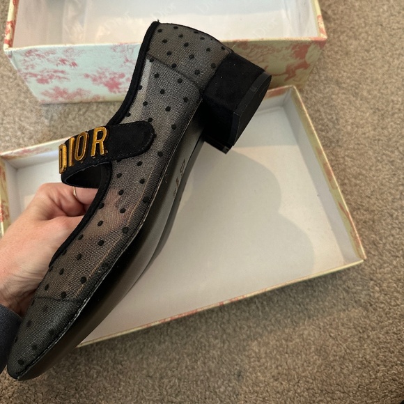 AUTHENTIC Dior Black Mary Jane Heels with Polka Dot Design - Picture 4 of 6